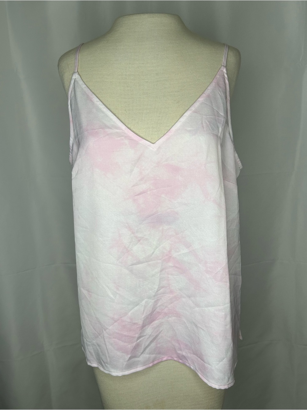 New Day Pink & White Tie-Dye V-Neck Cami Tank Top Size M